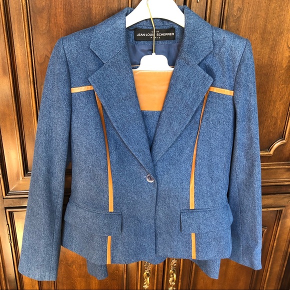 Jean-Louis Scherrer Paris Dresses & Skirts - Jean-Louis Scherrer  Denim and Leather Suit